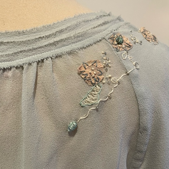 Rebecca Taylor Puff Sleeve Silk Blouse with tie Size 6 - Picture 13 of 16